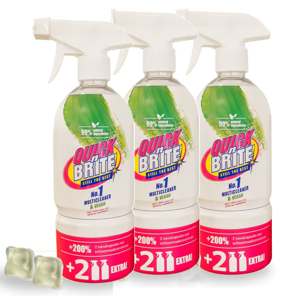 Quick'n Brite all-purpose cleaner 500 ml with 2 refill capsules 3-pack