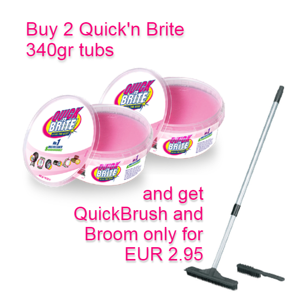 Quick’n Brite Multicleaner 340gr tub 2-pack + QuickBroom