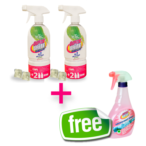 Quick'n Brite all-purpose cleaner 500 ml with 2 refill capsules 2-pack with free kitchen cleaner